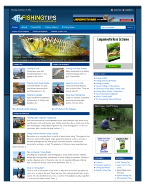 Product picture Fishing Niche Blog Package   ( Private Label Rights )